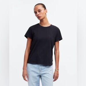 Madewell Black Charcoal Cotton Crewneck Tee | Shrunken Fit| Size M